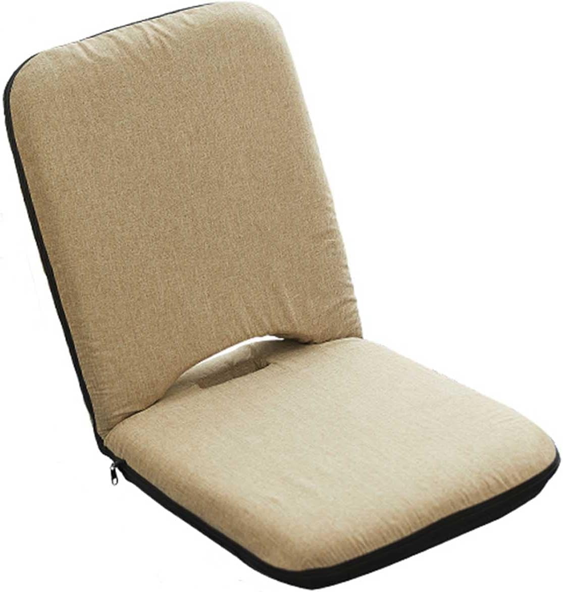 TONG TONG Modern Upholstered Floor Chair with Backrest Foldable Meditation Cushion Adjustable Backrest Chair Portable Floor Single Chair (Beige, 43 * 52 * 50cm)