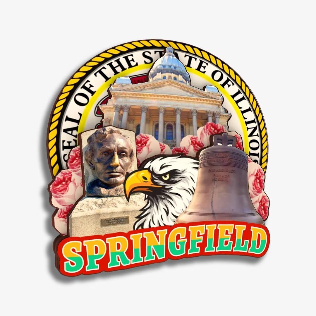 Springfield Illinois USA America Wooden Fridge Magnet Funny 3D Handmade City Travel Souvenirs Crafts Refrigerator Stickers Home Office Decor Collection Gift
