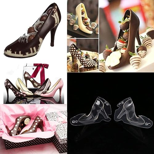 Miniatura 6 de HiParty Molde de chocolate para zapatos de tacón alto 3D pequeño y pequeño, de policarbonato, tacones de aguja, molde para dulces, boda, despedida