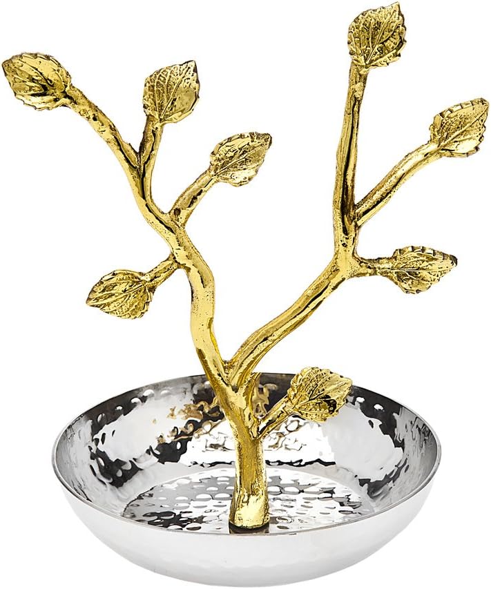 Godinger Silver Art Leaf Ring Older Gold Border