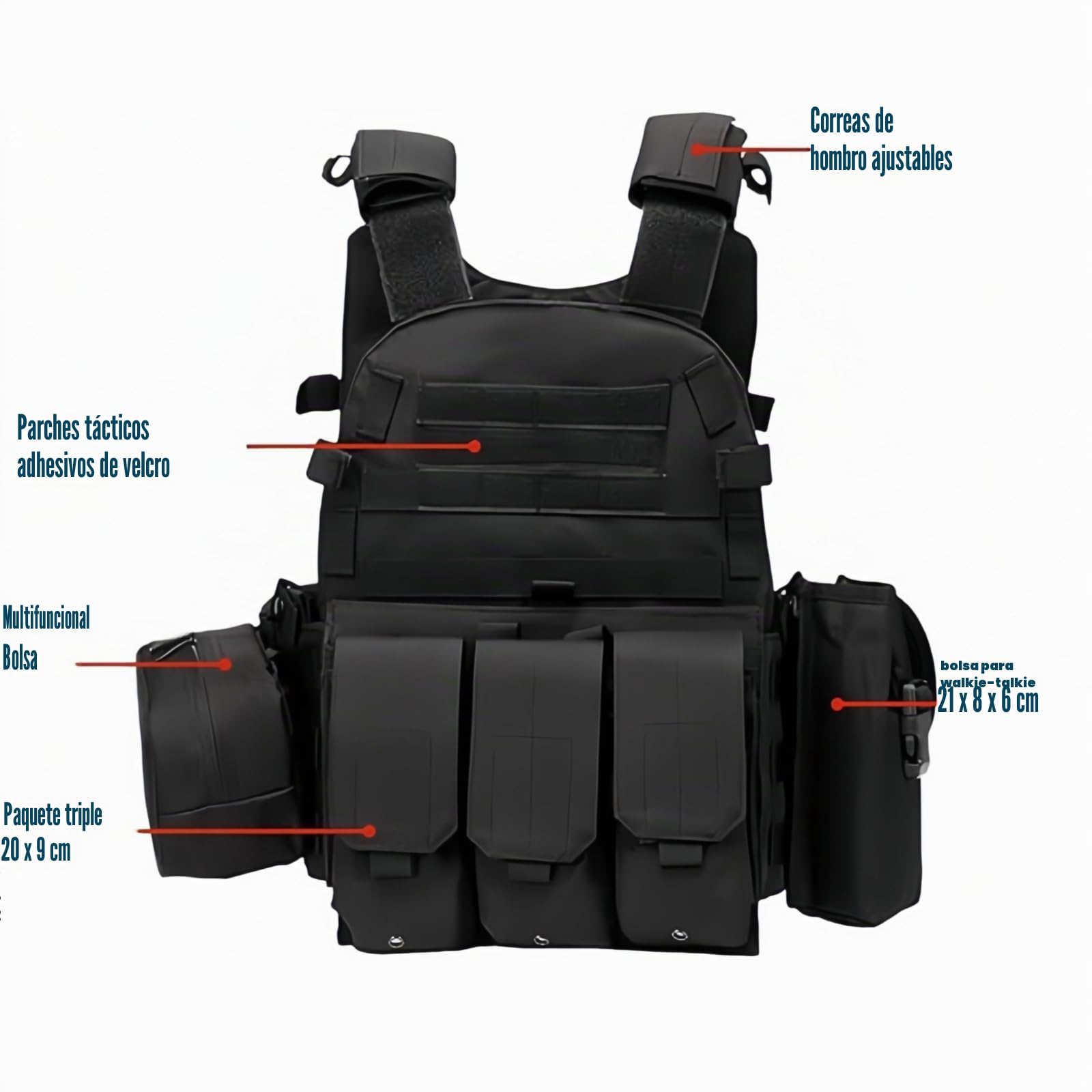 Peminkoo Chaleco táctico Armadura Corporal Portador de Placas de Caza Accesorios de Airsoft Combate Militar ejército Wargam molle