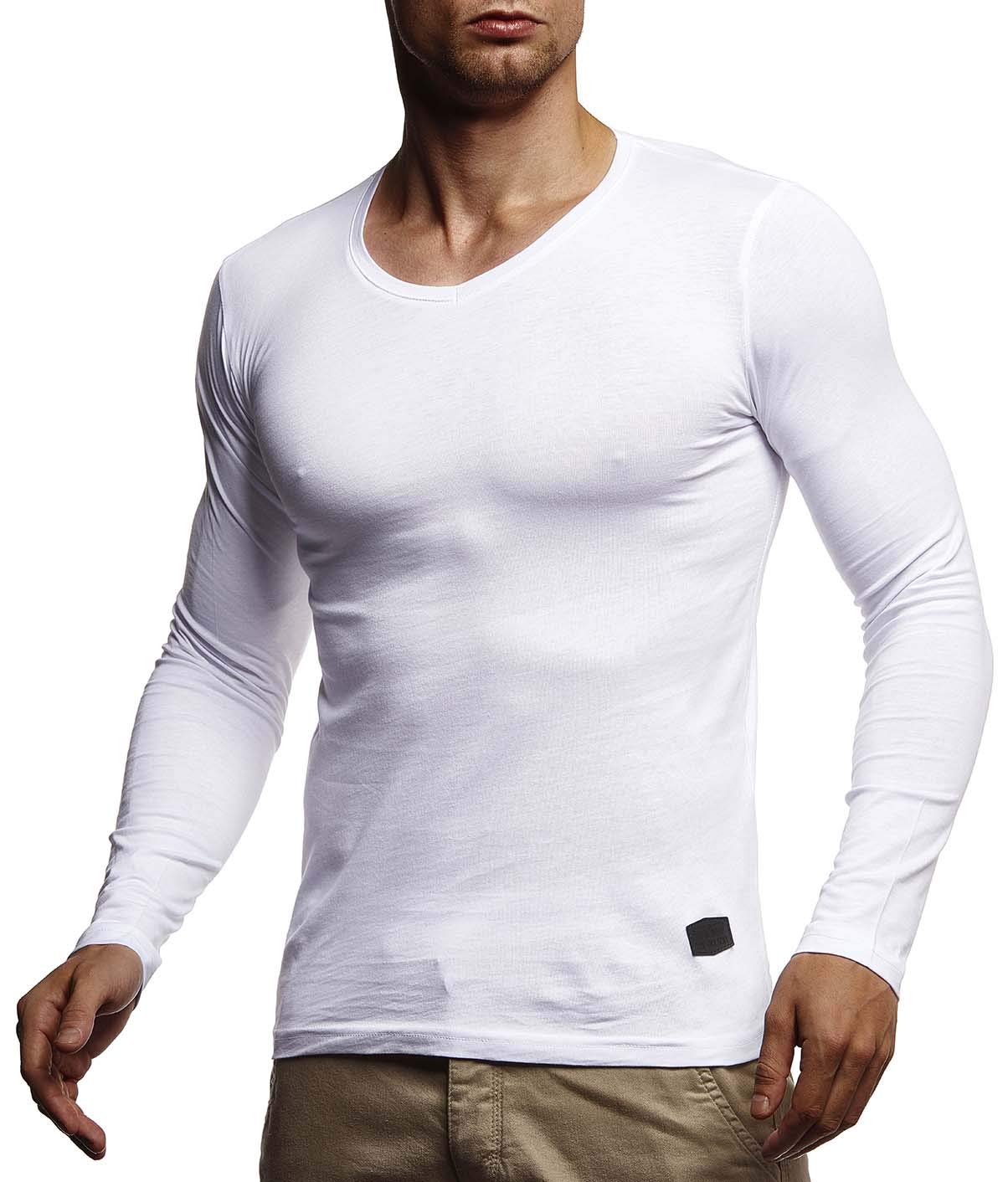 Leif Nelson LN8372 Men's Long-Sleeved Basic Pullover V-Neck Slim Fit Men's Jumper Sweatshirt V-Neck Shirt Long Sleeve V-Neck