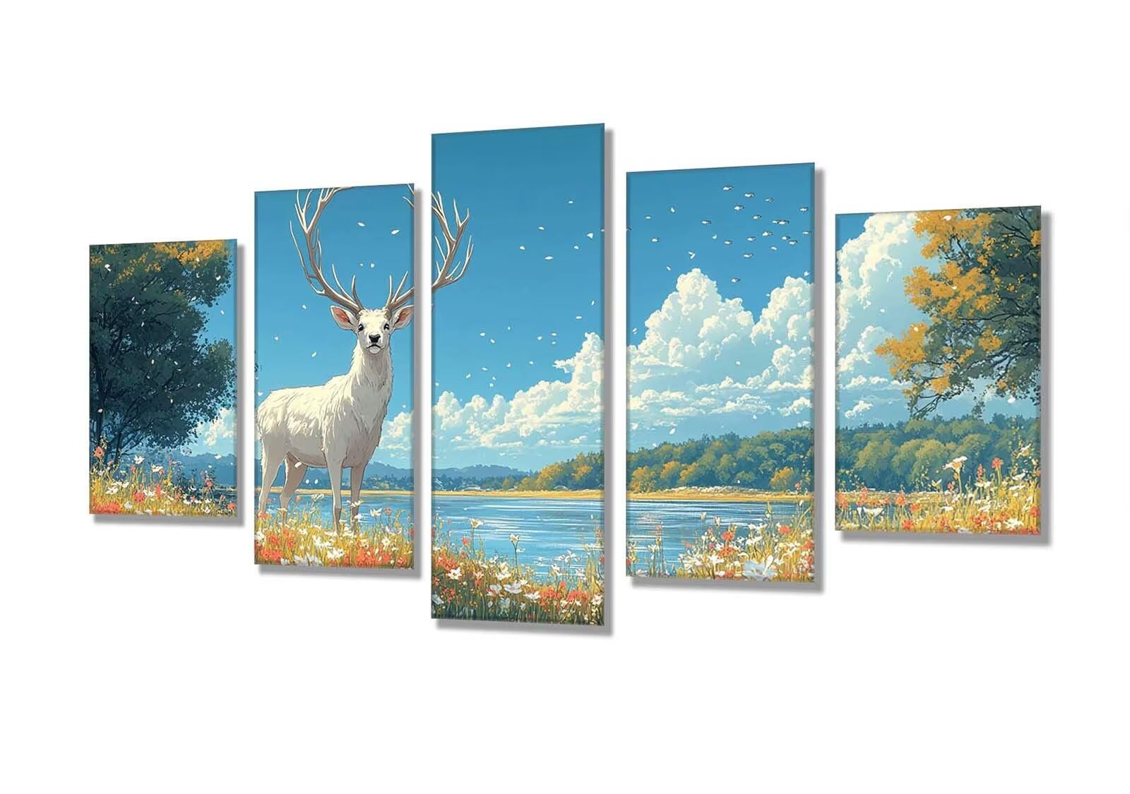 Diamentowa sztuka, jeleń, krajobraz, diamentowy obraz, 5 sztuk, zestawy do haftu krzyżykowego dla dorosłych, 5D DIY, kryształowe zestawy rzemieślnicze, dla początkujących, pełne okrągłe wiercenie