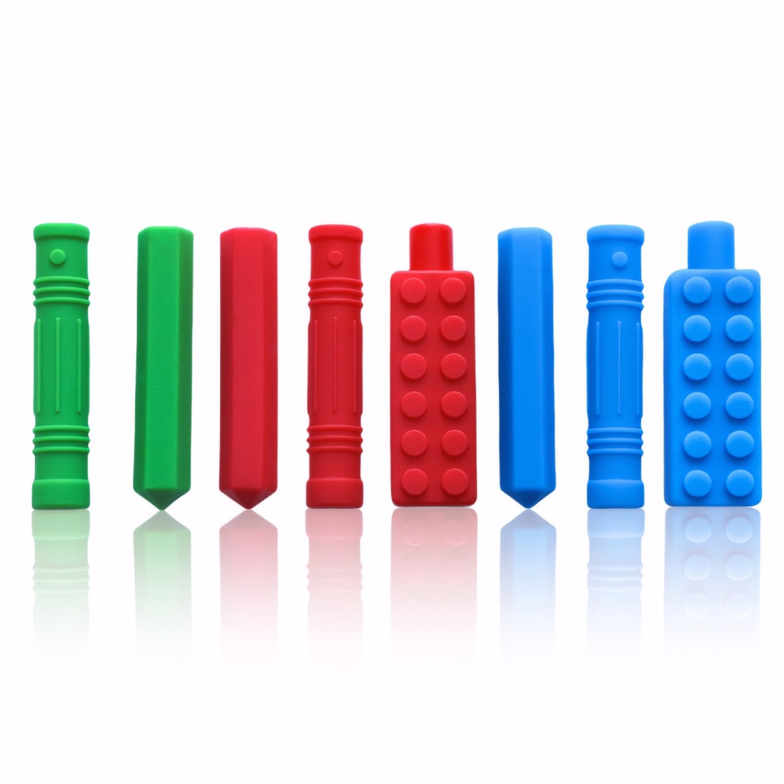 RUIOMII 8 Packs Silicone Pencil Toppers Sensory Chew Topper for Autistic ADHD, Oral Motor Children Adult, color 2