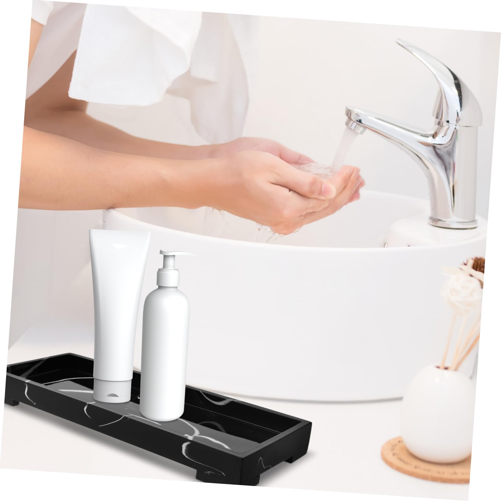 Bandeja Organizadora De Resina Mármol para Baño Soporte Multifuncional para Jabón Perfume y Joyas para Oficina y Tocador