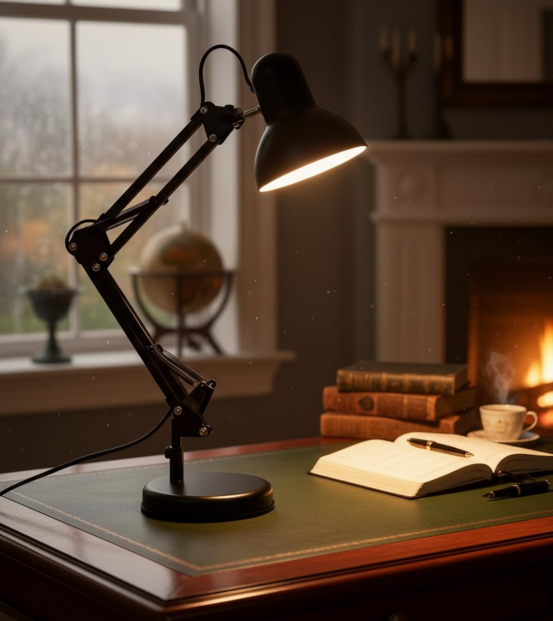 BEL AIR HOME - Lámpara de Escritorio LED Vintage Retro Articulada | Flexo Antigona Ajustable para Estudio y Lectura | Iluminación E27, Negro, Metal