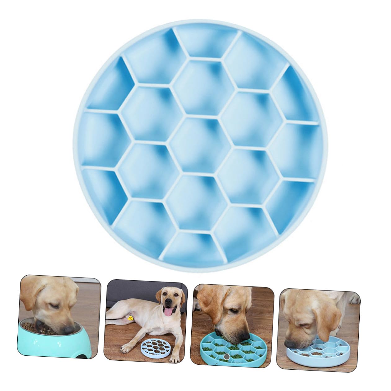 Ciotola Slow Feeder in Silicone Antiscivolo per Cani e Gatti Mangiatoia Anti-ingozzamento con Ventosa Design Compatto e Resistente per Piccoli Animali Colore Blu