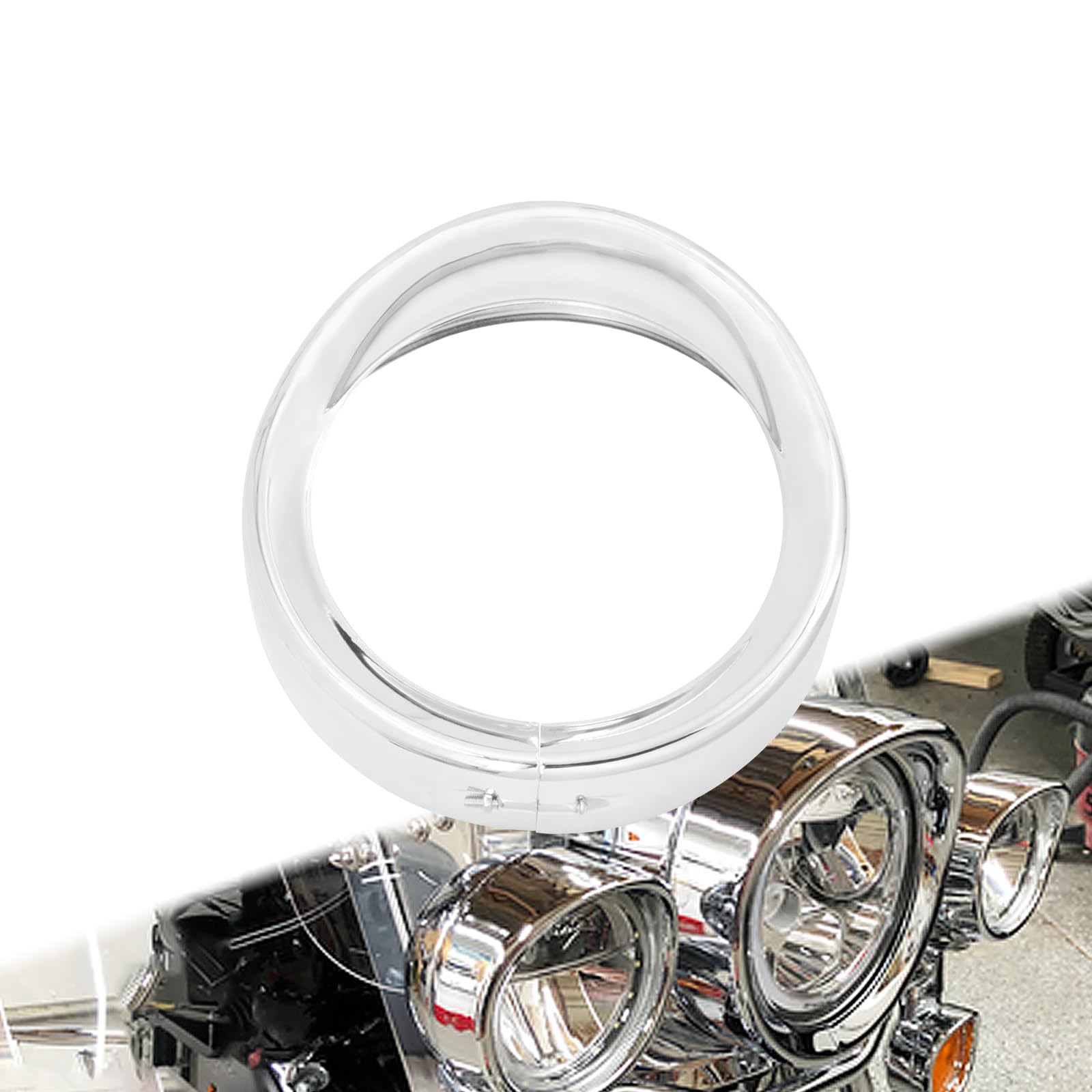 Moto Faro Copri 7 Moto Faro Trim Ring Stile Visiera Per Per Touring Per Road King Per Electra Glide Softail Per FLHR Per FLD Per FLH Trike 1994-2022 Faro Griglia Cappuccio (Color