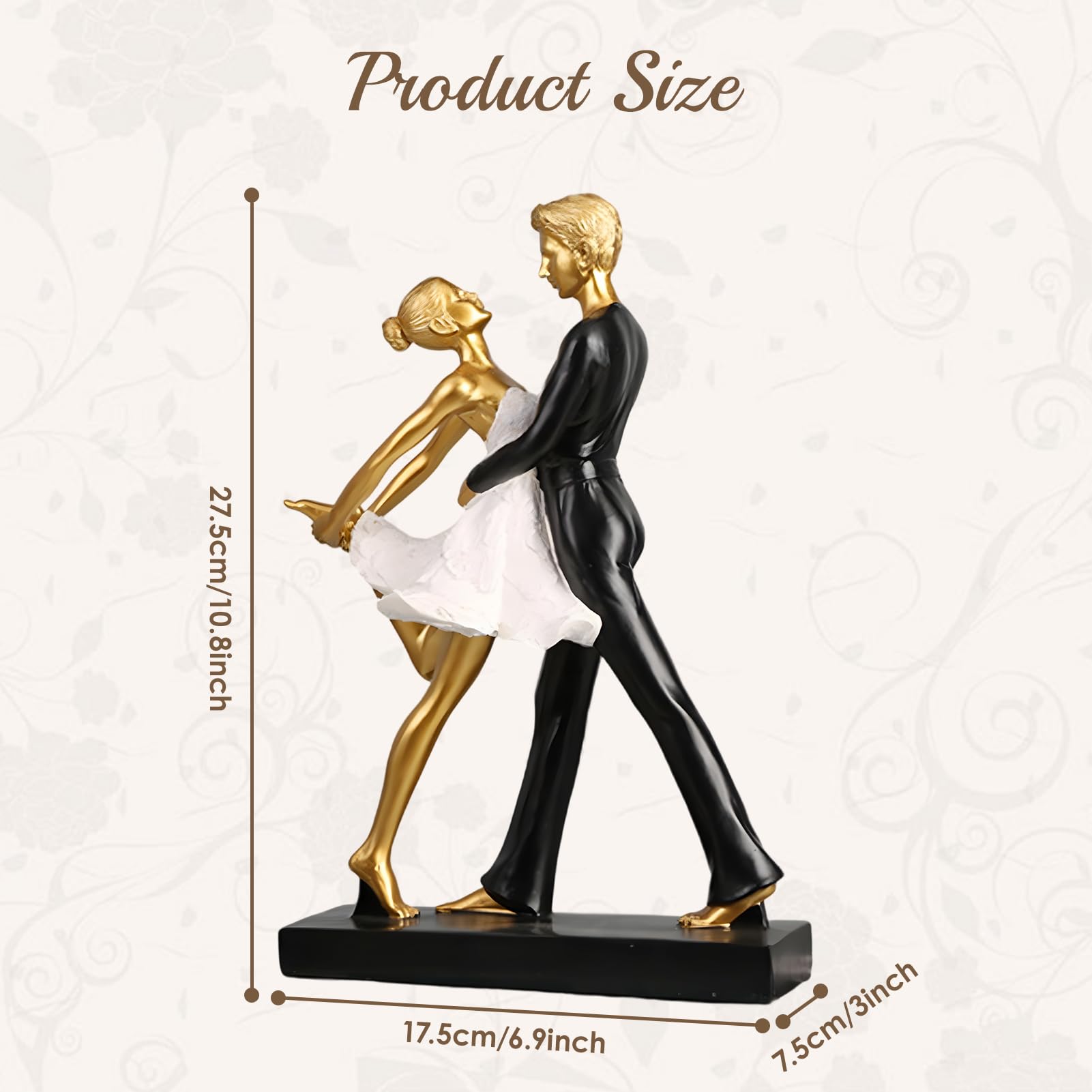 Jenngaoo Statua di Coppia Danzante in Resina, Scultura Moderna Astratta per Decorazione Casa, Regalo di Anniversario, Matrimonio o San Valentino