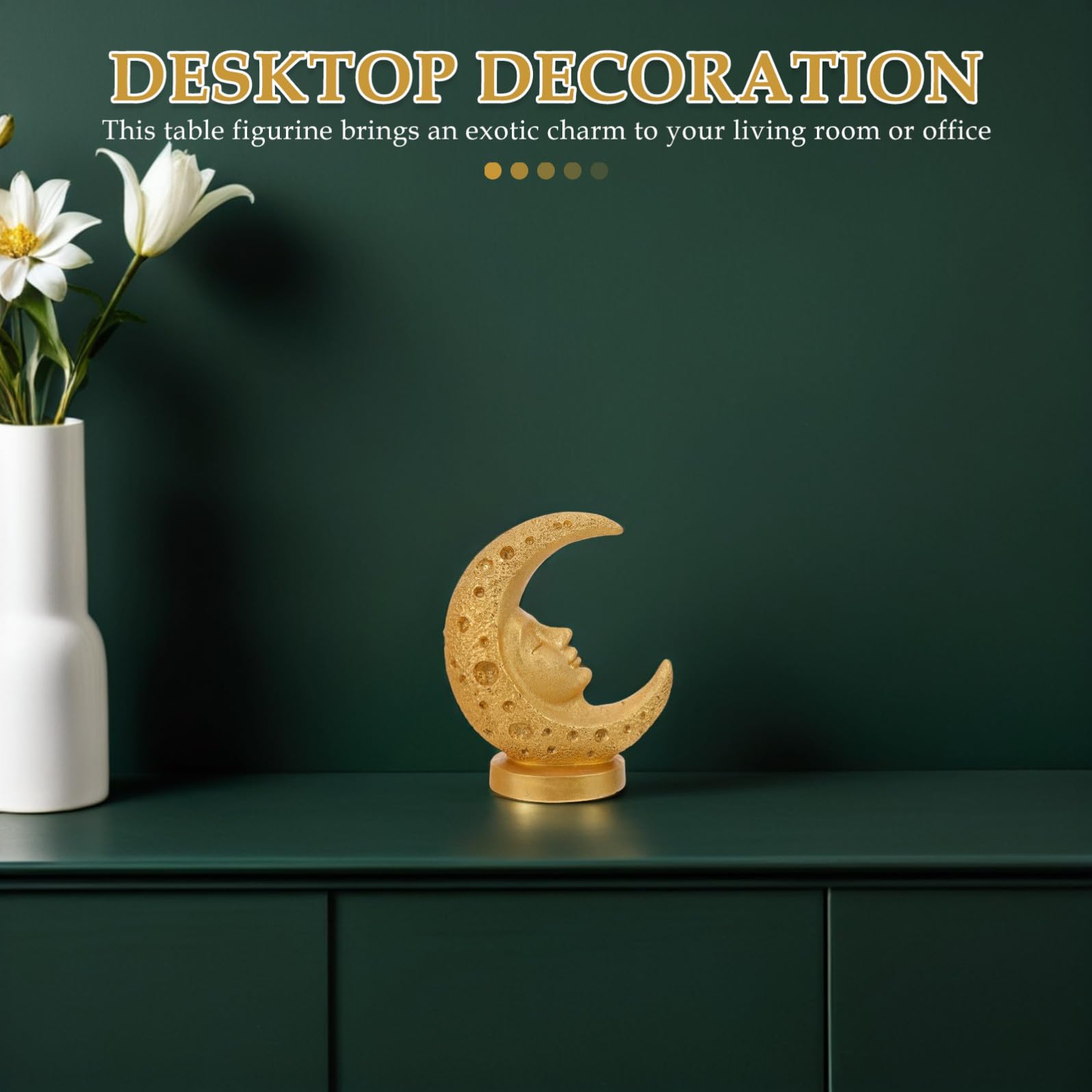Alipis Statua Decorativa in Resina Dorata per Eid Mubarak Centrotavola per Ramadan e Decorazione da Tavolo per la Casa Ornamento Lunare Mubarak per Festa Islamica e Domestico