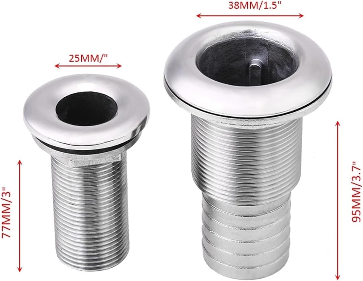 316 Stainless Steel Boat Barbed Hose Thru Drain Threaded Fitting Corrosion Boats Accessories
