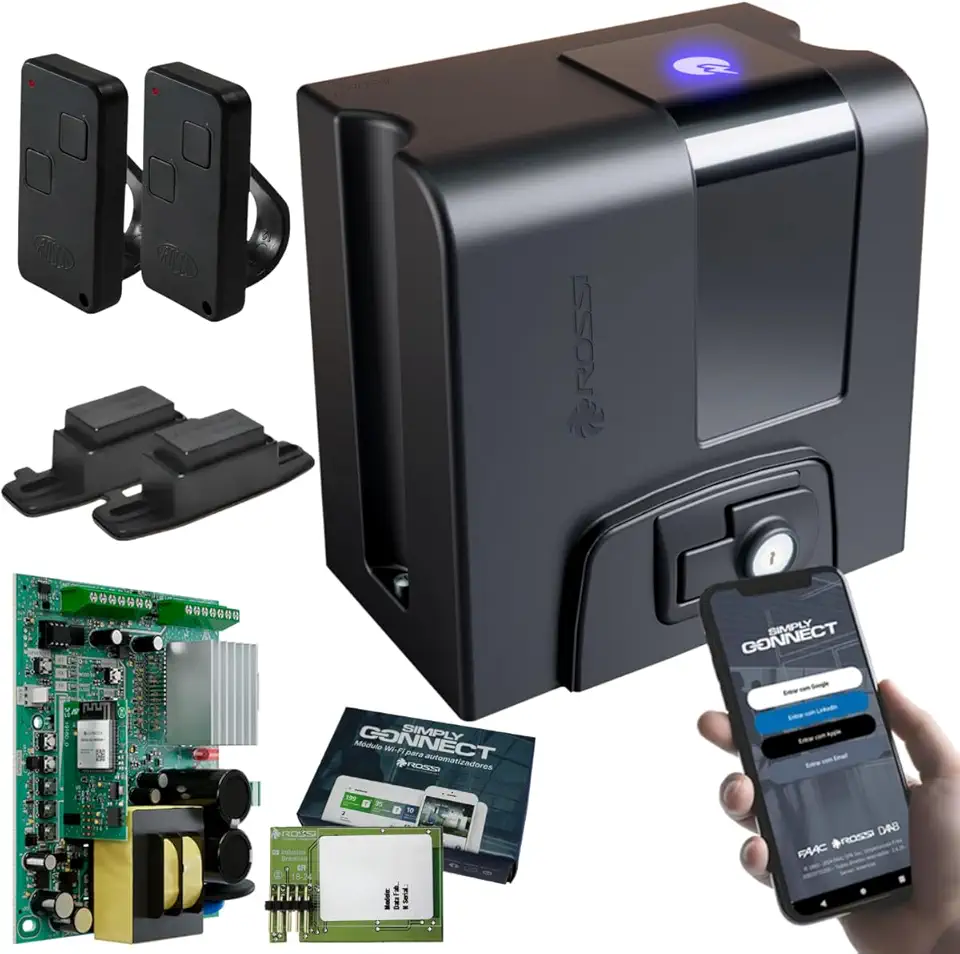 Kit Motor Portão Dz Atto Nitro Wifi App Celular Rossi 400kg Simply Connect