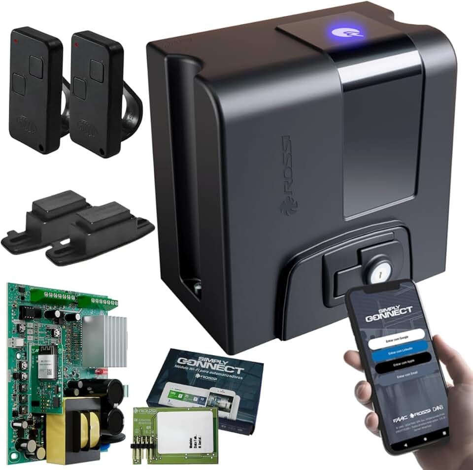 Kit Motor Portão Dz Atto Nitro Wifi App Celular Rossi 400kg Simply Connect