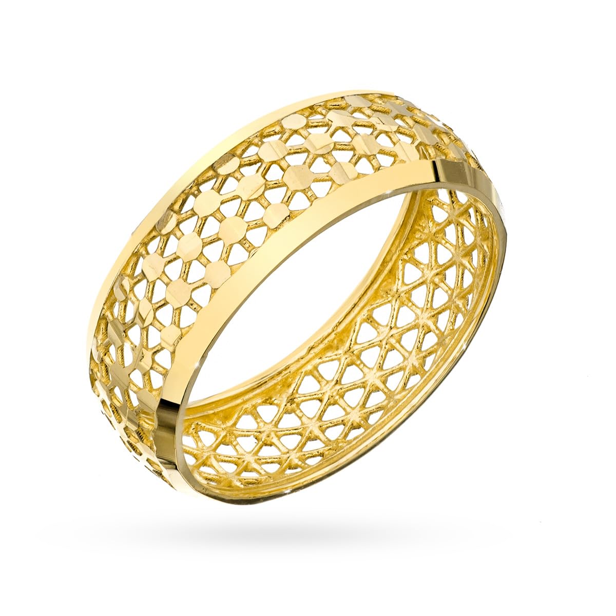 MARKO Goldring Damen 585 Echtgold 14K breiter Ring mit Blütenmuster