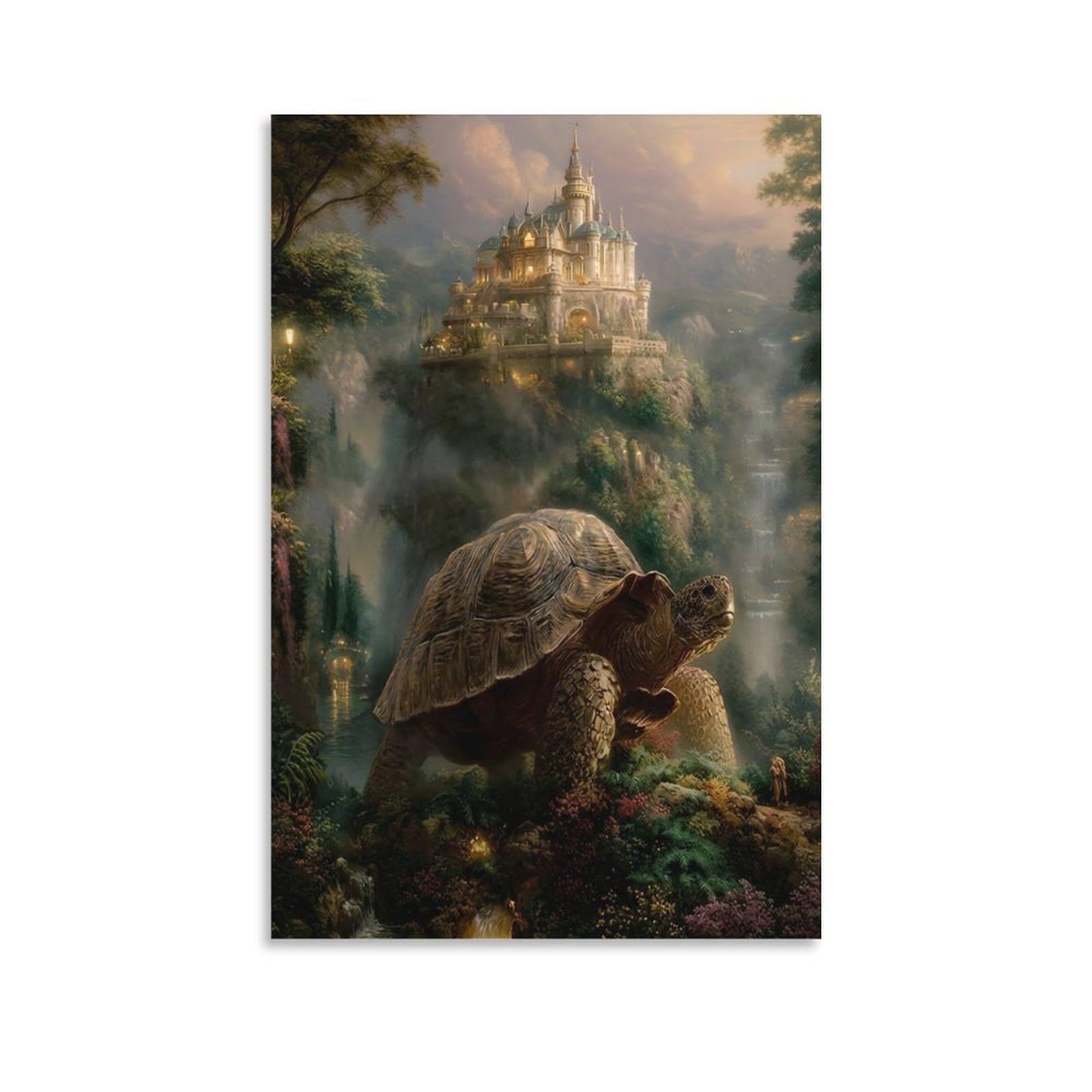 DHBANEIOK Fantasy Castle Landscape Poster Artwork Canvas Prints Picture Modern Canvas Wall Art Picture Wall Hanging for Office Gym Living Room Decor 16x24inch(40x60cm)