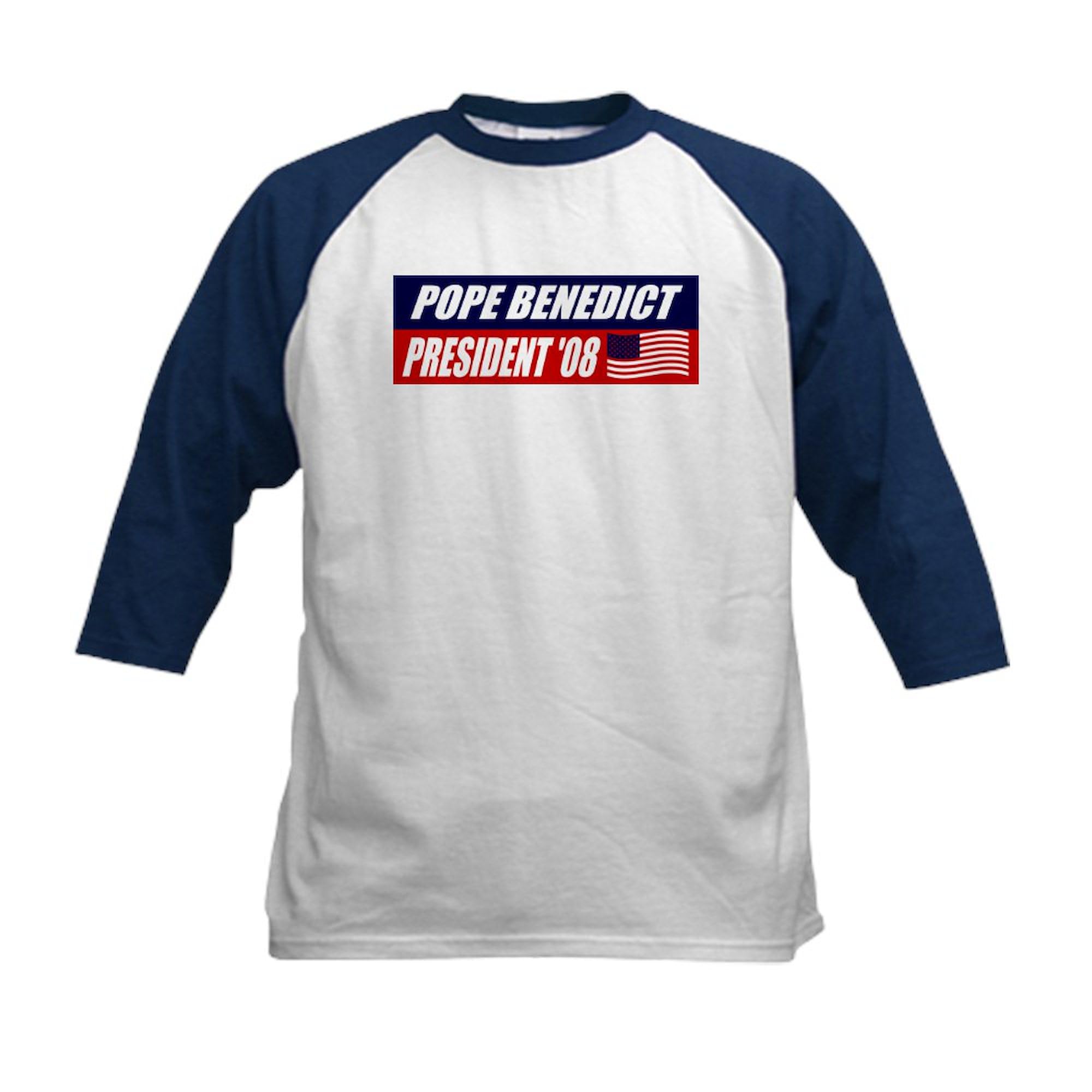 CafePress Pope Benedict for President S Kids Baseball Jersey Kids Cotton Baseball Jersey, 3/4 Raglan Sleeve Shirt Navy/White