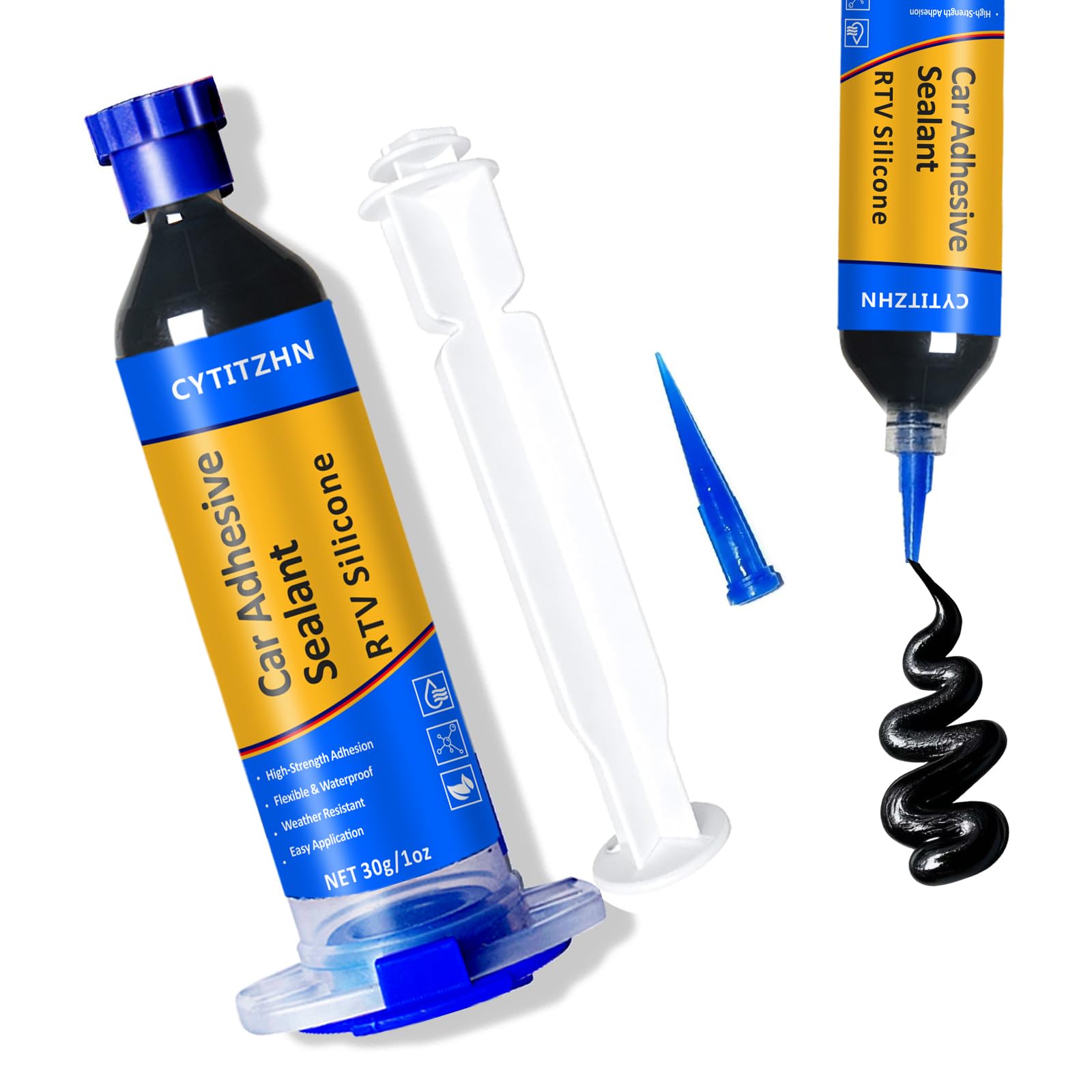 CYTITZHN Black RTV 100% Silicone Sealant - High Temperature Waterproof Automotive Sealant for Windshield, Headlights, Engine Gaskets and Sunroofs, Crack Proof Adhesive with Bonding-picture-13