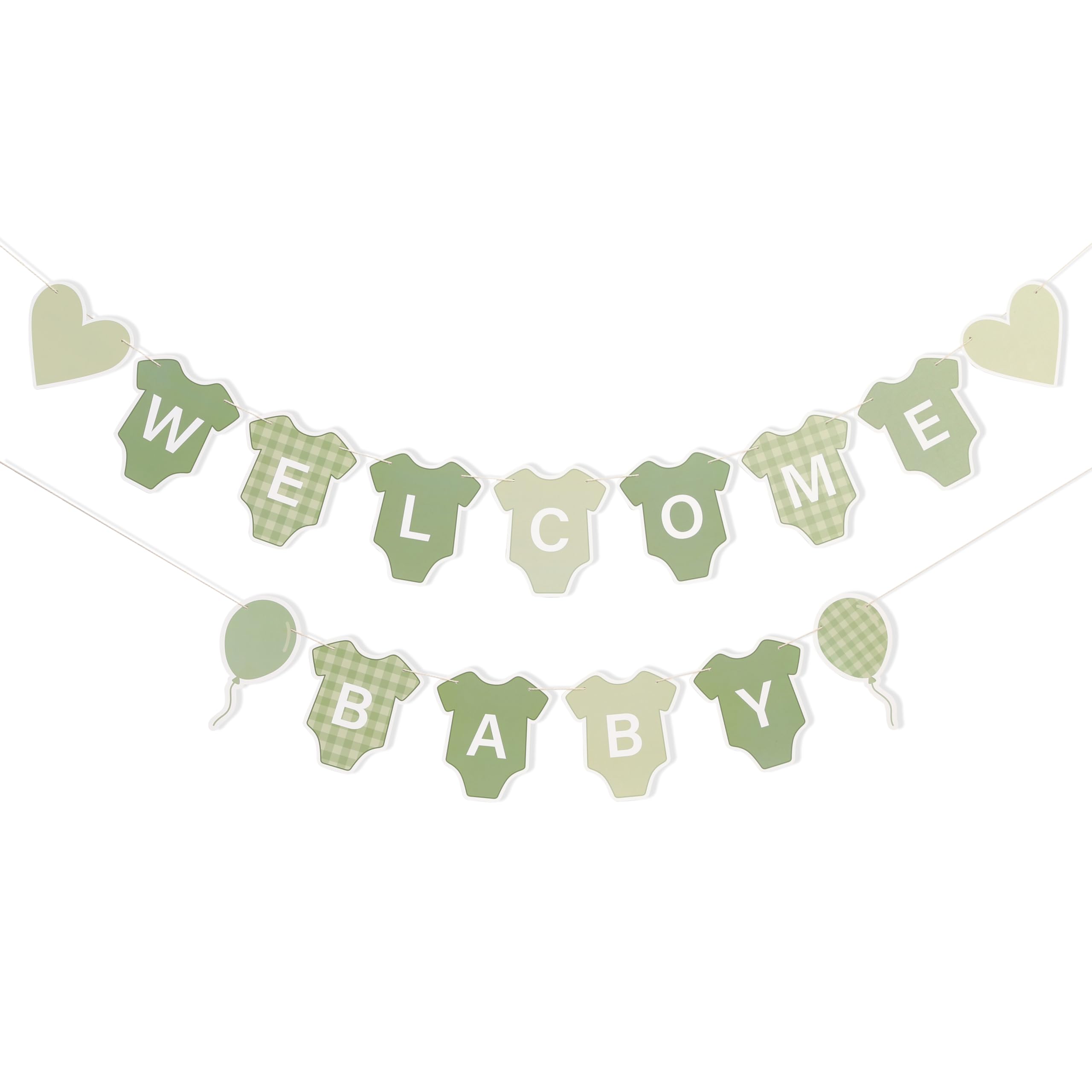 Green Gingham Baby Shower Banner - Green Gingham Onesie Decorations,Welcome Baby Shower Banner,Boy Gender Reveal Decor (green)
