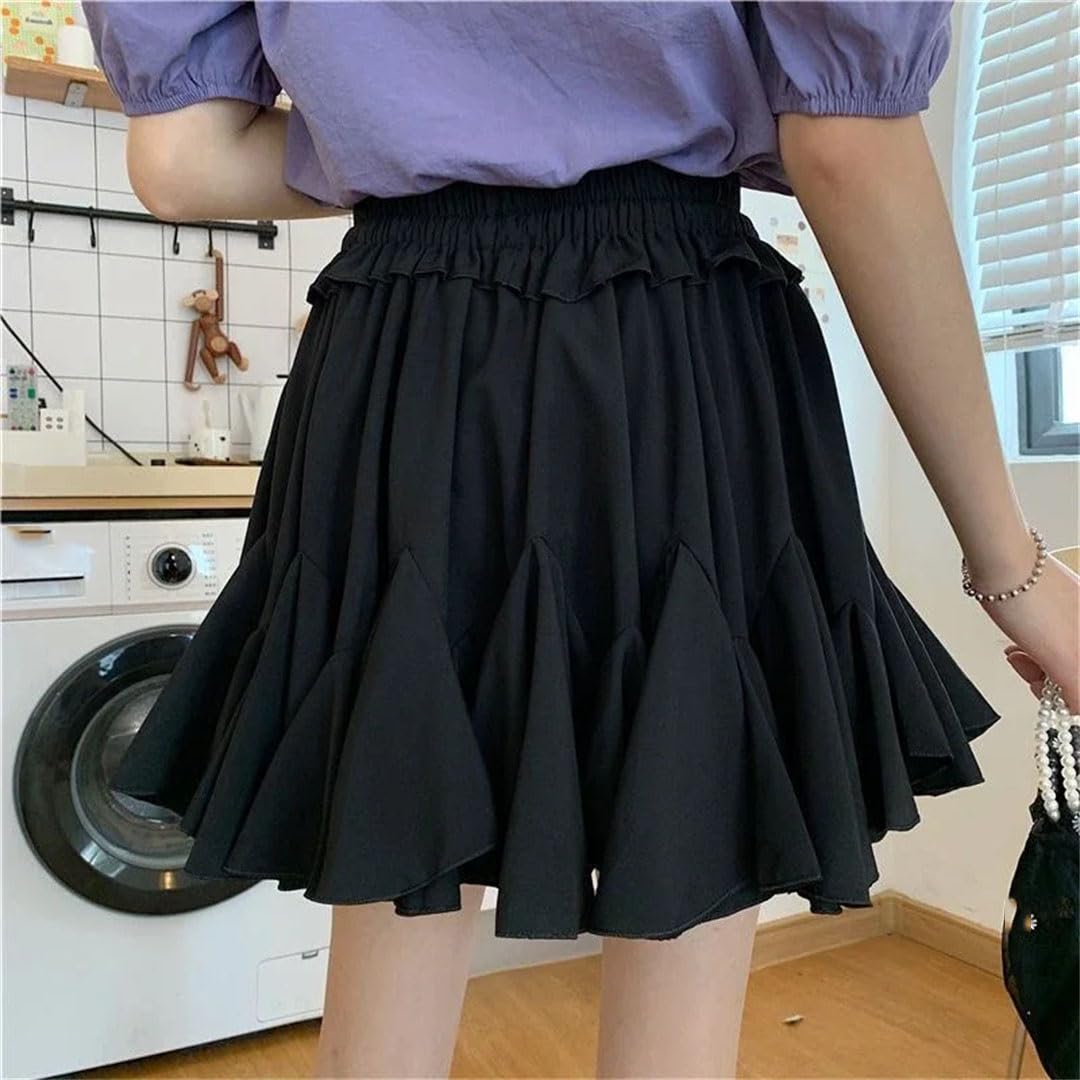 Minigonne estive da donna, stile casual, a vita alta, con volant, fiocco, Harajuku, micro gonna da tennis