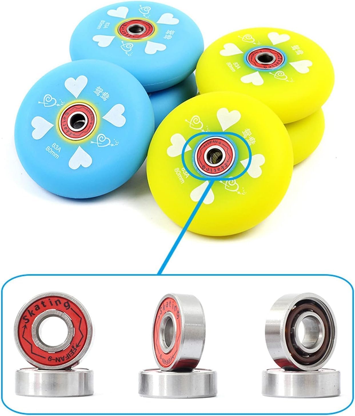 Skate Wheels Roller Skate Wheels 4Pack Inline Skate Wheels Replacement Wheel with Bearings 72mm 76mm 80mmA-72mm (Color : Dark Blue, Size : 80mm)