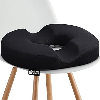 Donut Pillow Hemorrhoid Tailbone Cushion – Large Black Seat Cushion Pain Relief for Coccyx, Prostate, Sciatica, Pelvic Floor, Pressure Sores, Pregnancy
