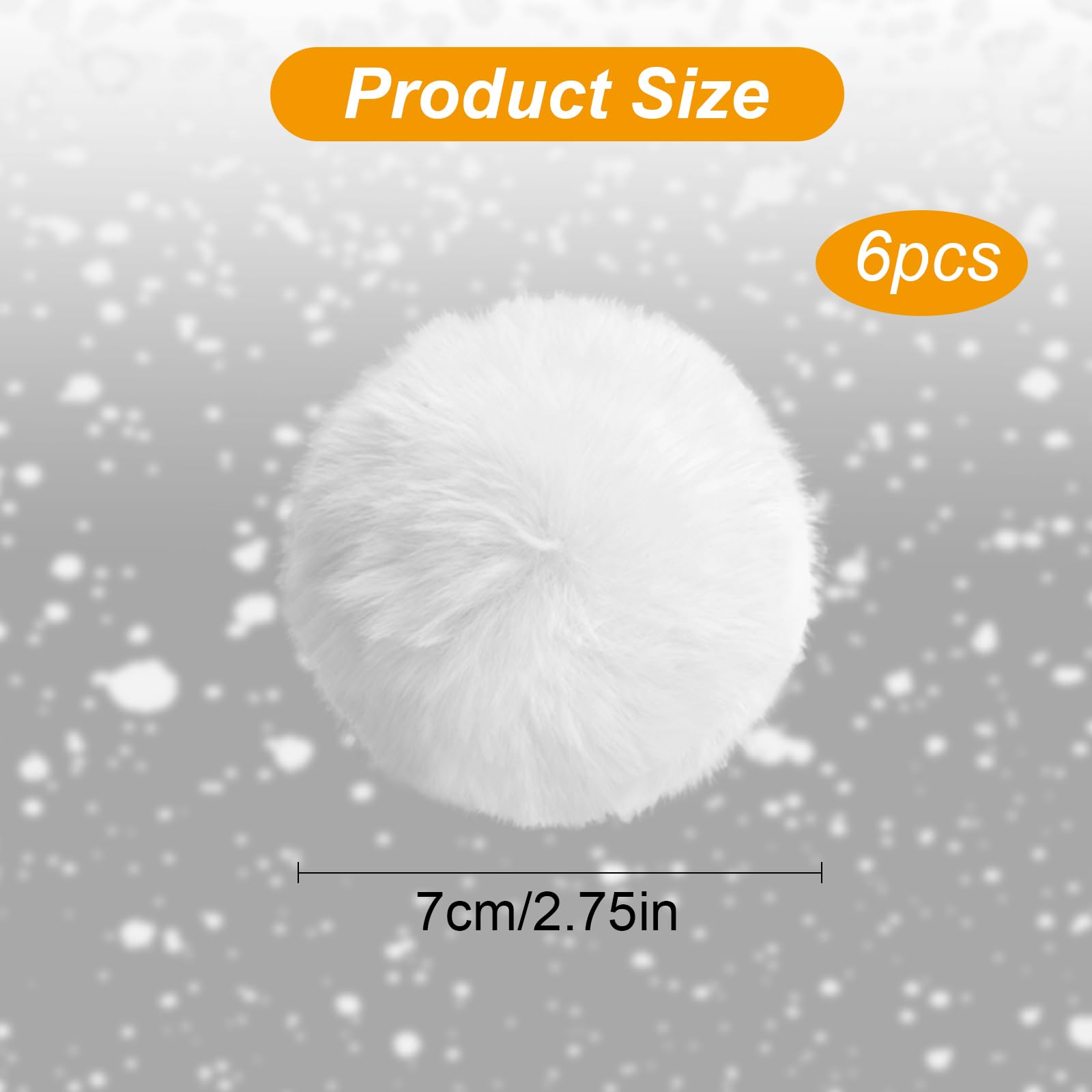 Pompon Polyester Boucle élastique Lot De 6 Pompons Blancs 7 Cm - Pour Bonnet DIY Déco Mariage Anniversaire Avec Boucle Élastique Pompom Blanc