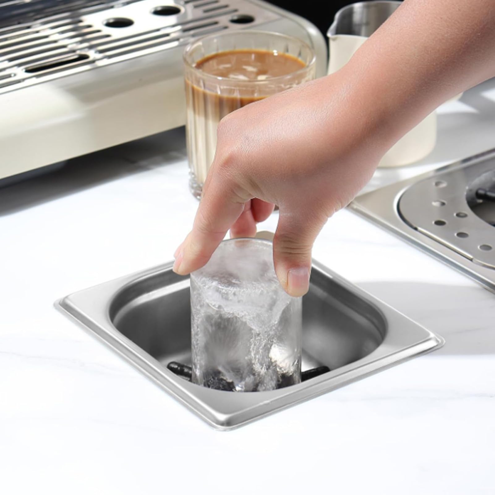 Fockety Enjuagadora de Jarras, Enjuagadora de Vidrio para Encimeras de Acero Inoxidable, Lavadora Automática de Vasos para el Hogar, Cocina, Hotel, Bar (6,9x6,4x4,7 pulgadas) (SILVER)