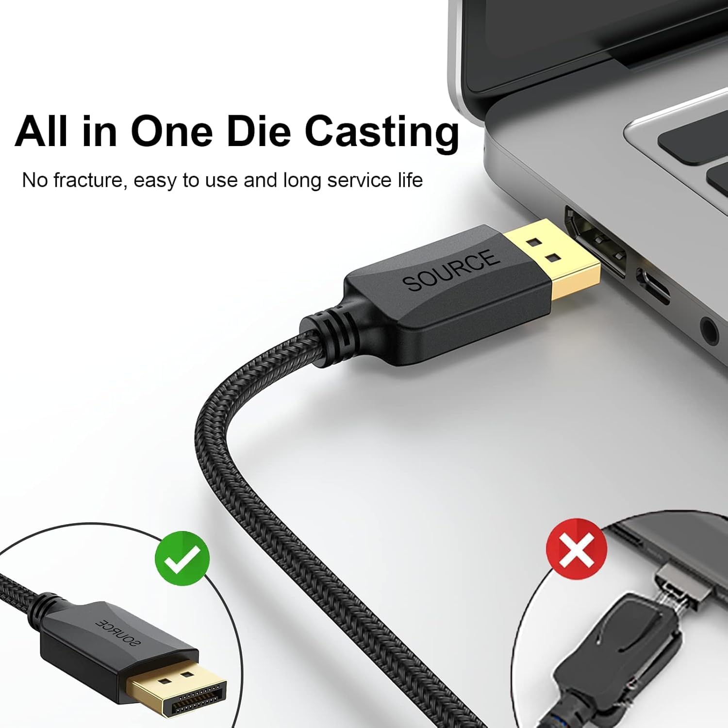 Lot de 5 câbles DisplayPort vers HDMI de 3 m, câble DP vers HDMI mâle en nylon tressé prend en charge la vidéo et l'audio pour PC vers HDTV, moniteur, projecteur