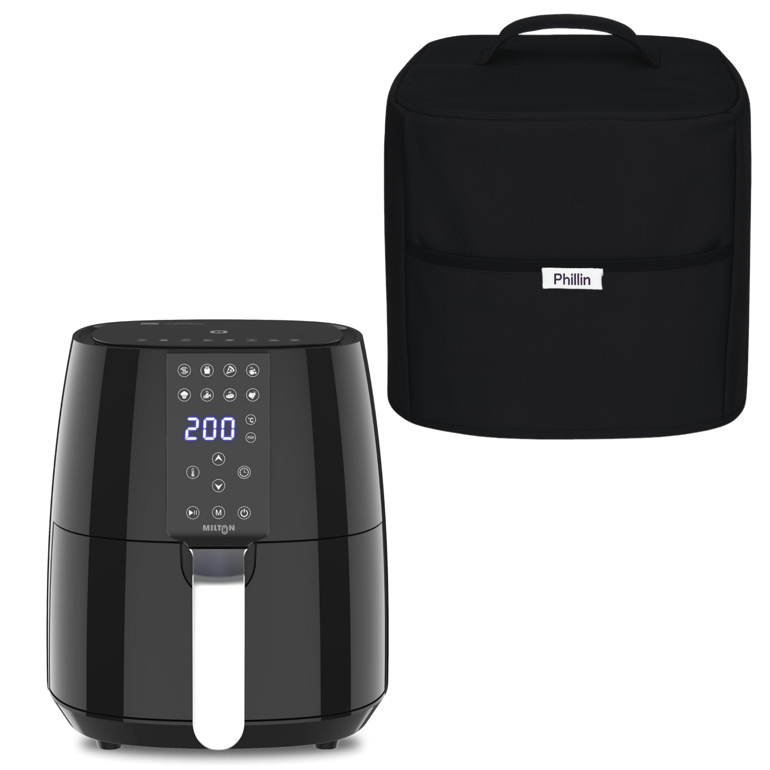 Air Fryer Dust Cover for Milton Rapid Digital 4.2 L Only Waterproof Scratch-Resistant Fabric Appliance Protective Case Easy to Clean Kitchen Protection Sleeve - Black (12.50 inch x 12.50 inch)-image-48