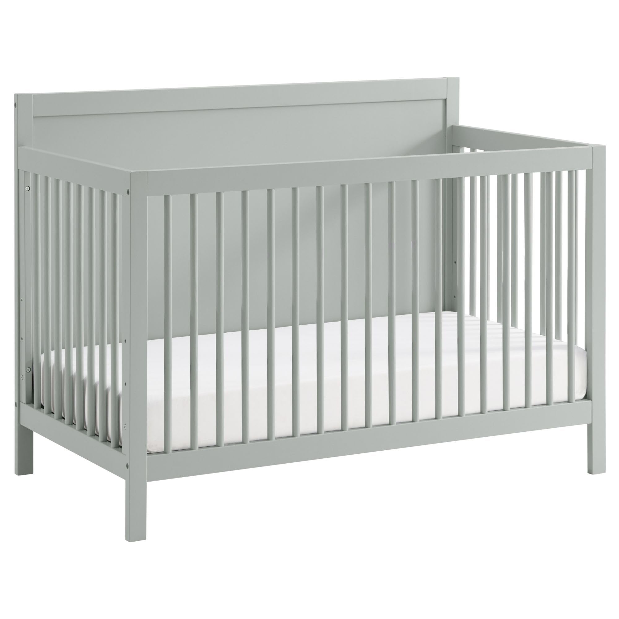 Oxford Baby Essentials Full Size 4-in-1 Convertible Crib with Round Spindles, Gray, GreenGuard Gold Certified