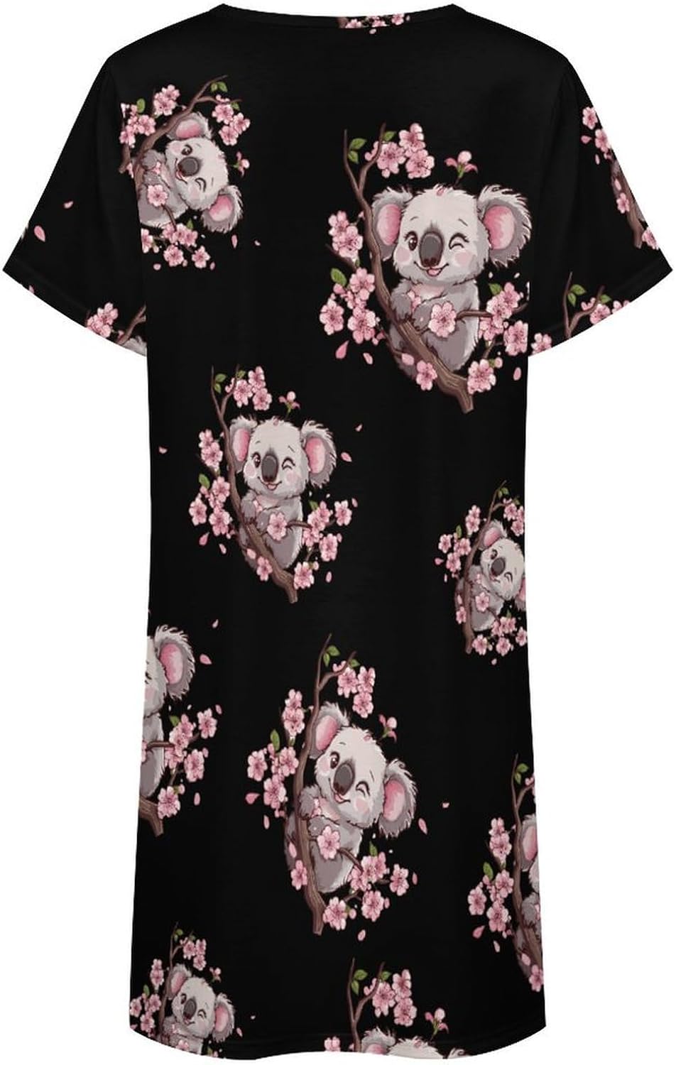 Cute Koala Bear Womens Nightgown Short Sleeve Sleepshirts Loungewear