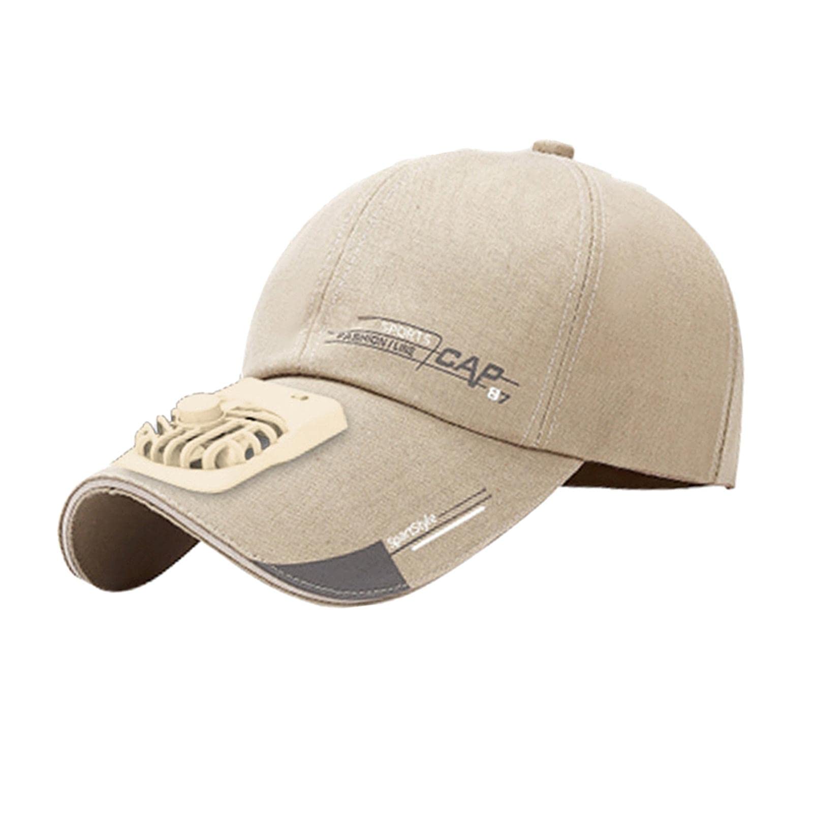 secret desire Men Cotton Outdoor Cooling Fan Hat Baseball Cap Sun Hat Outdoor Camping Light Khaki, Free Size-picture-18