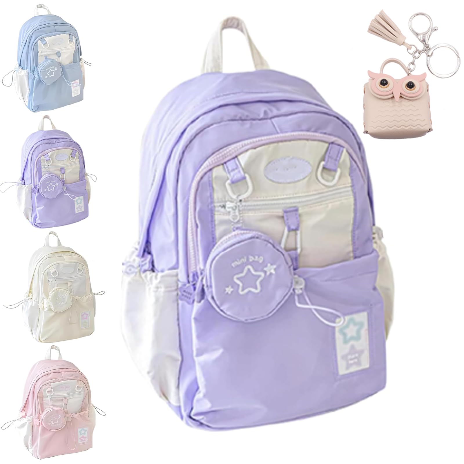 Pnedeodm 2025 New Rosy Posy Backpack, Cream Star Drawstring Backpack, Large Capacity, Durable Waterproof (Purple)