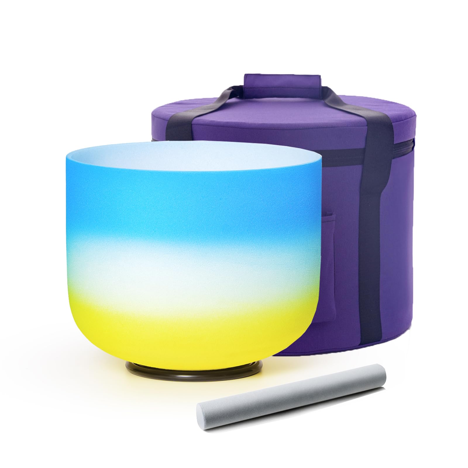 432hz Crystal Singing Bowl,8 inch G Note Rainbow Quartz Sound Bowl with Carry Case for Yoga Healing Sound Energy Vibration