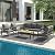 JOIVI Aluminum Patio Furniture Set 5 Pieces Outdoor Conversation Set with Teak Coffee Table & Cushions, Outdoor Patio Furniture Sectional Patio Sofa Outside Furniture for Deck, Backyard, Gray