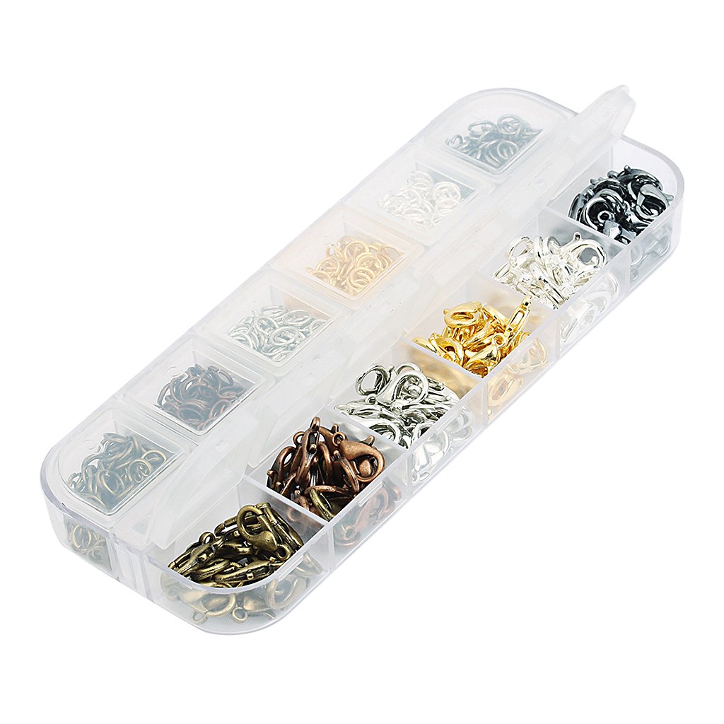 5 set di 12 stili in scatola per la creazione di gioielli kit starter kit di chiusura a moschettone anellini aperti