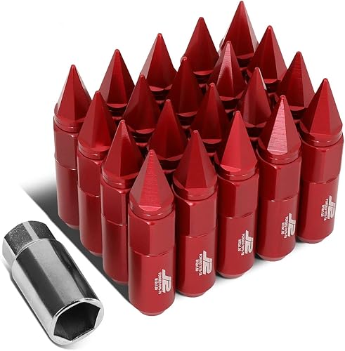 J2 Engineering 7075 Aluminio Rojo M12 x 1.5 20 piezas L 3.543 in Tuerca de tuerca con adaptador de enchufe