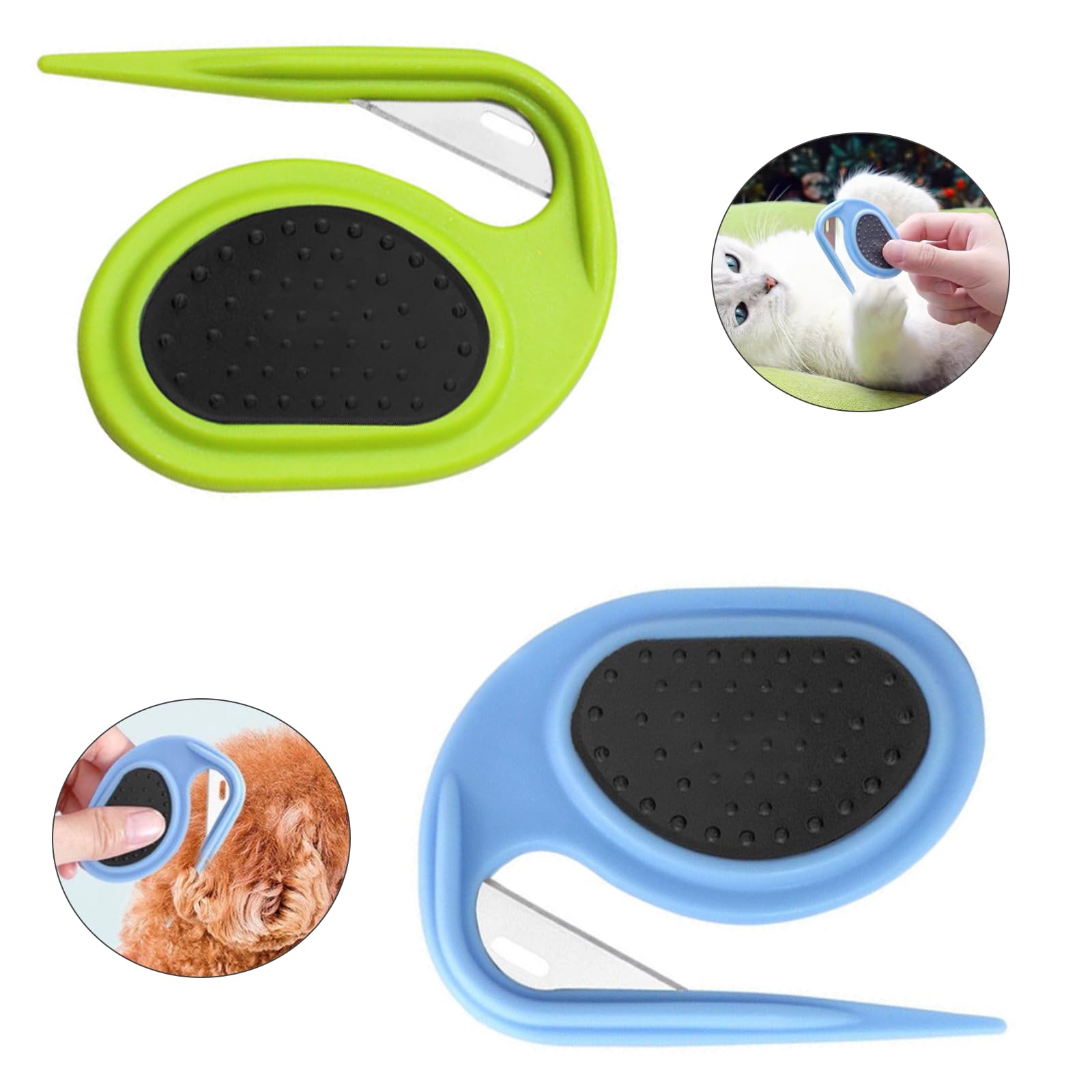 JLEivvi 2 PCS Pet Grooming Tool Professional Dematting Comb Dog Detangler Brush Hair Grooming Tool Dog Undercoat Rake Grooming Rake for Grooming - Cuts Through Matts & Tangles with Ease(Blue、Green