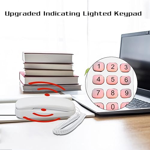 Miniatura 4 de Sangyn Teléfono fijo para el hogar, mini teléfono con cable con teclado iluminado, teléfono de escritorio montado en la pared, no requiere