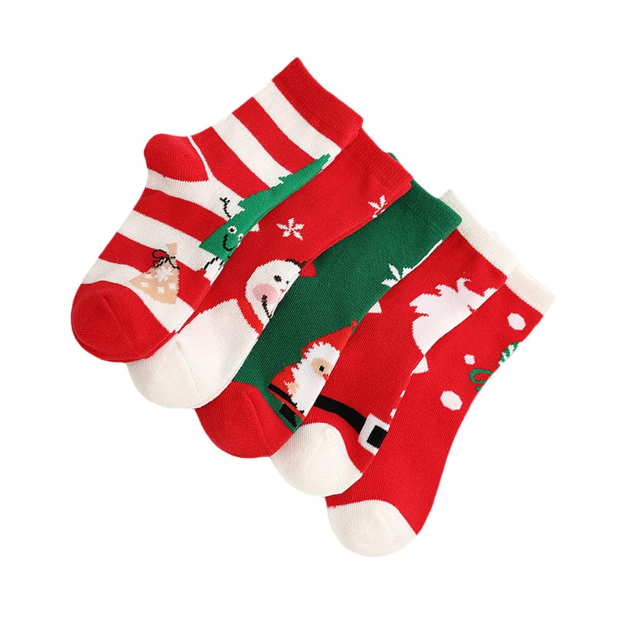 Healvian 5pares Calcetines Navideños De Algodón De Grosor Para Calcetines De Dibujos Animados Cálidos De Otoño Invierno Para Decorar El Árbol De Navidad