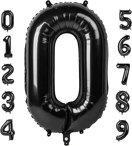 Globos con el número 10 de 40 pulgadas, gigantes de papel de aluminio negro Mylar para decoraciones de cumpleaños, eventos, celebraciones,