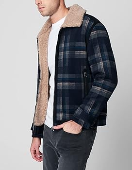 Checked sherpa collar jacket Clearance