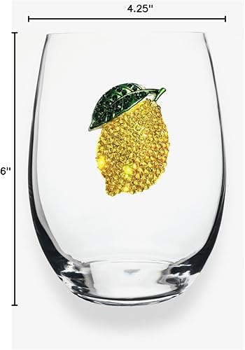 Miniatura 5 de THE QUEENS' JEWELS Lemon Jeweled - Copa de vino con tallo de 21 onzas, regalo único para mujeres, cumpleaños, lindo, divertido, sin pintar,