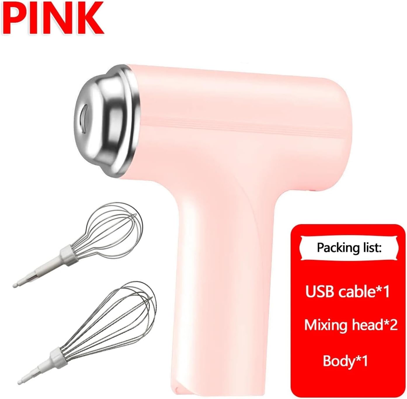 2025 New Wireless Electric Egg Beater, Rechargeable Hand Mixer for Baking, Cooking & Whisking Cake Cream, Portable Kitchen Tool(PINK)