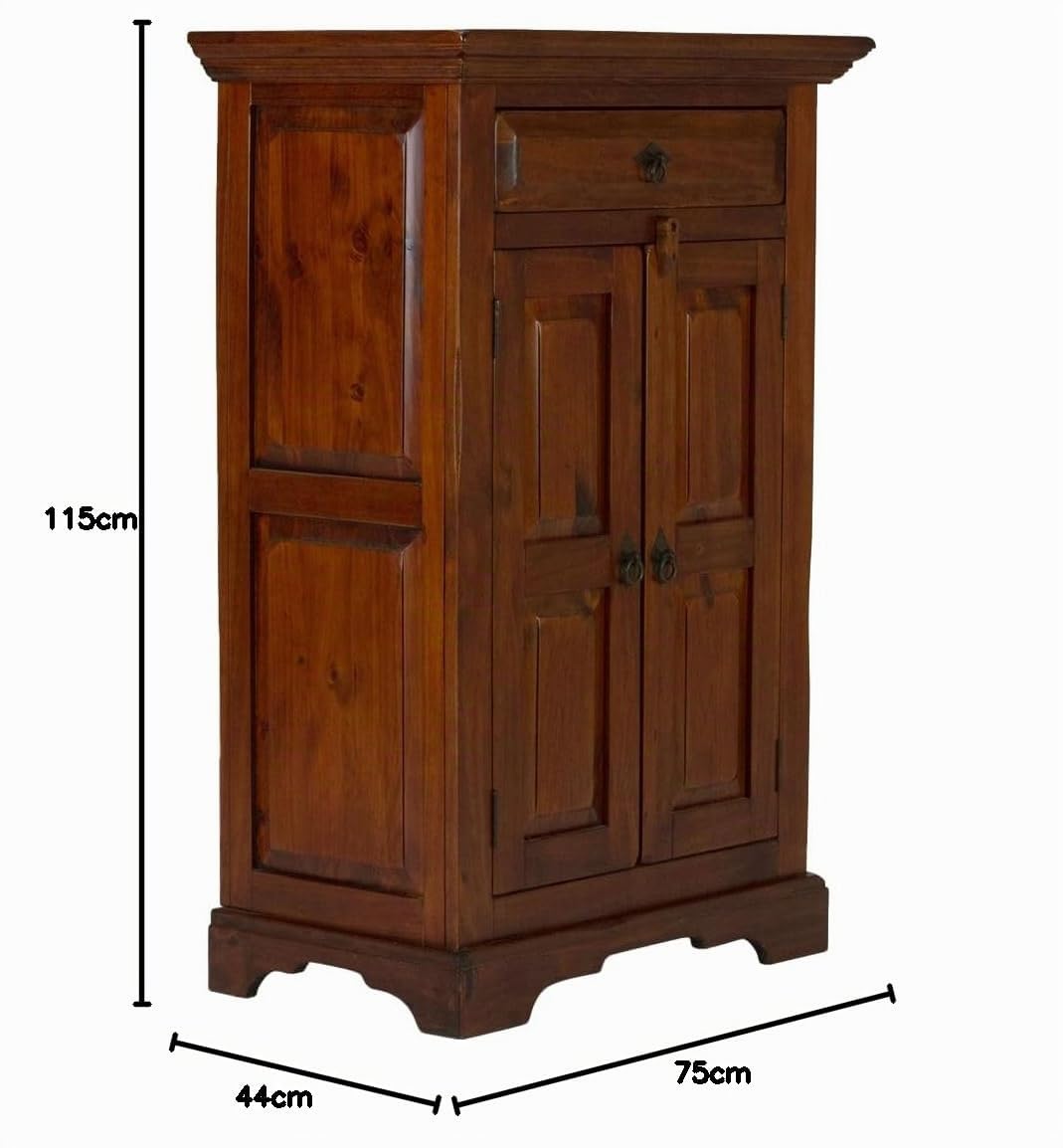 Woodkings® Flur Kommode Catana Massivholz Pinie braun 2-türig mit Schublade Schrank Wohnzimmermöbel Echtholz Flurschrank