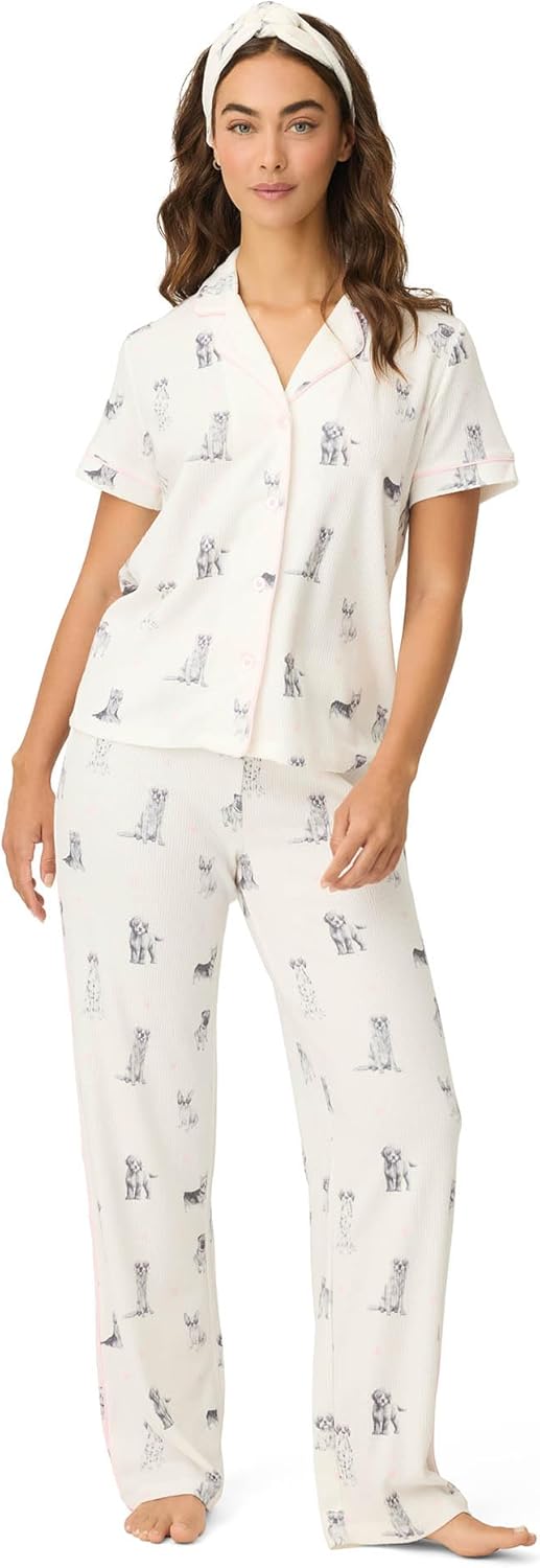 PJ Salvage womens My Dog is My Valentine 3-piece Waffle Knit Pajama Set