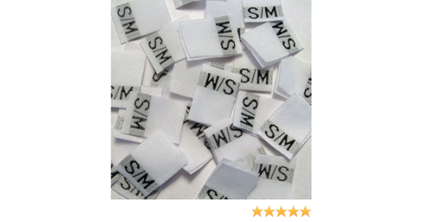 Size S/M (Small-Medium) Woven Clothing Size Tags (Pkg of 100)