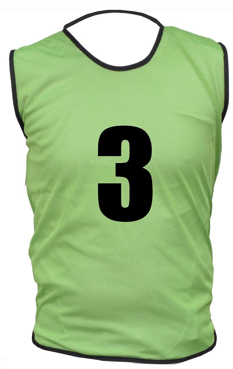 10 MESH BIBS FOOTBALL TRAINING SPORTS BIBS NUMBERED (2-11 OR number of your choice) Front/Back OR Front & Back (Green (Front & Back), Adult (Men's Large-XL))