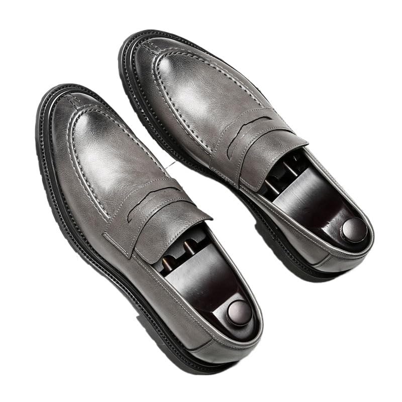 Formal Loafers Apron Toe Lightweight Slip On Men Flat Heel Leather Wedding