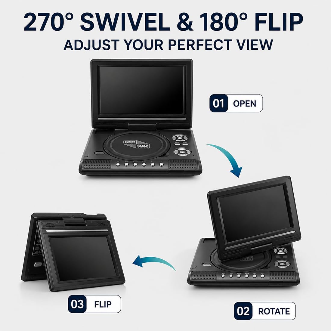 Reproductor portátil de DVD/EVD HD de 7,8", con Pantalla